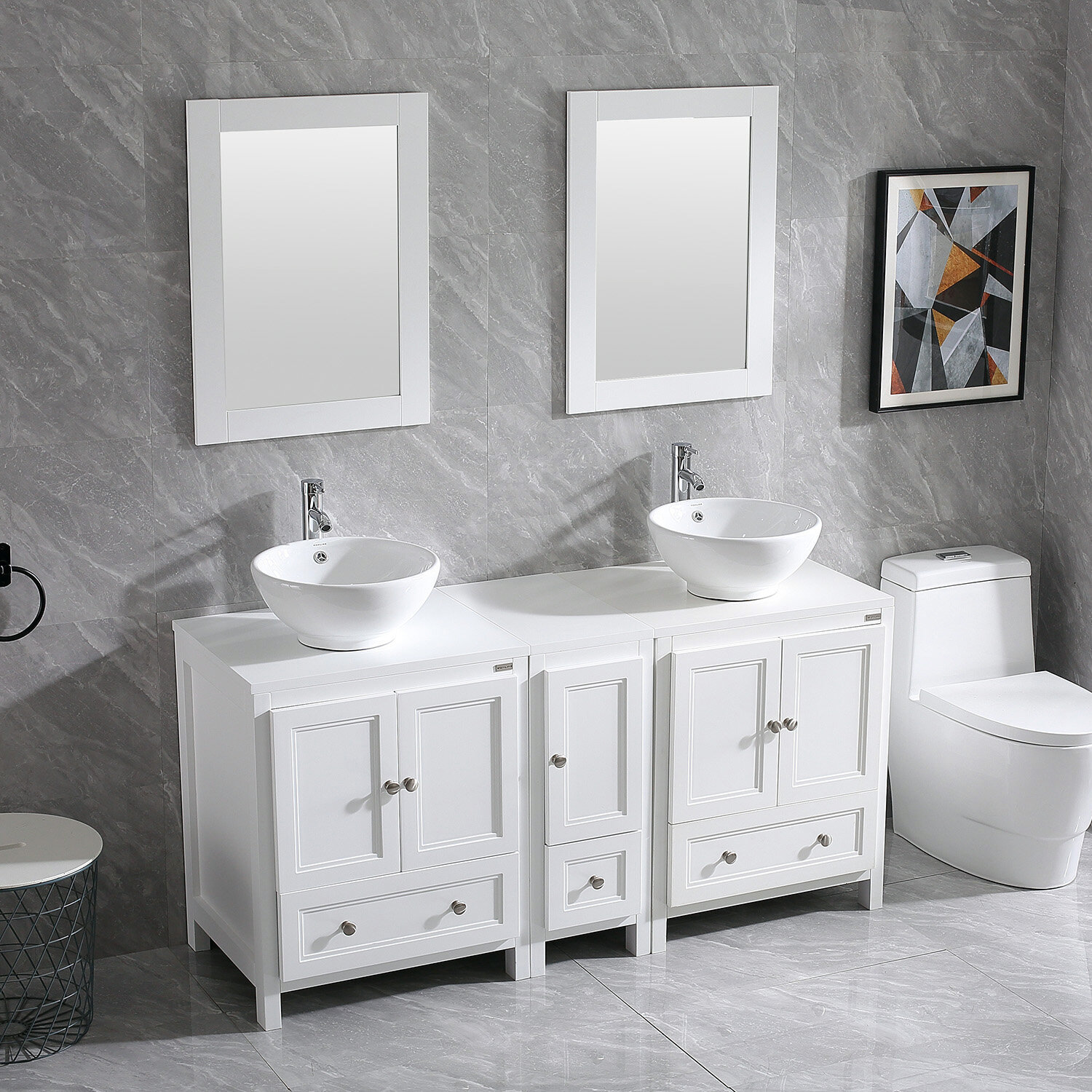 Red Barrel Studio® 61.4'' Free-standing Double Bathroom Vanity with ...