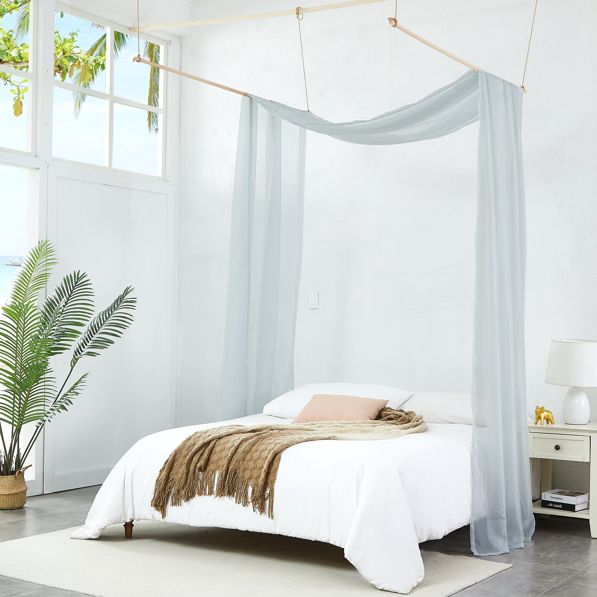 Eider & Ivory™ Bundella Polyester Ties Bed Canopy Curtains & Reviews Wayfair Canada