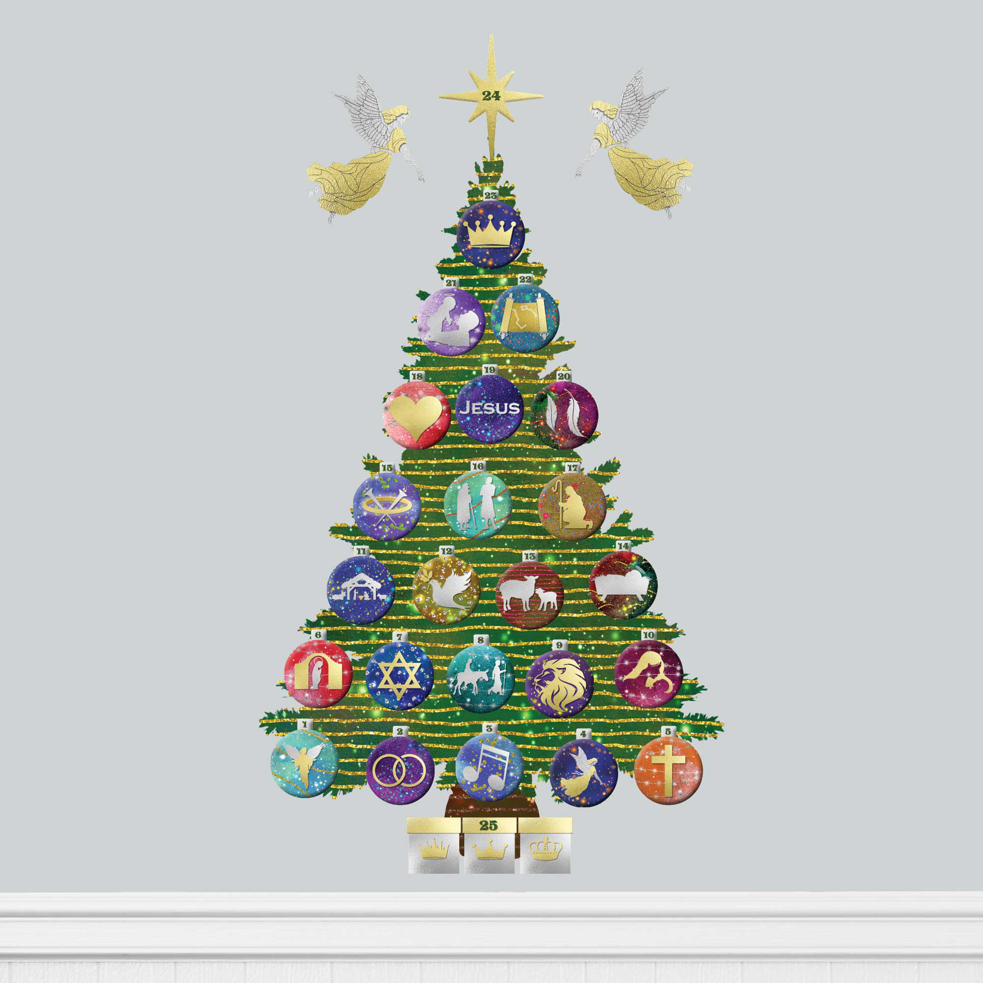 The Holiday Aisle® Biblical Advent Calendar Christmas Tree Countdown Wall  Decal | Wayfair