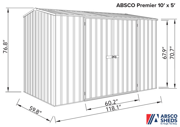 Premier Metal 10 ft. W x 5 ft. D Metal Storage Shed