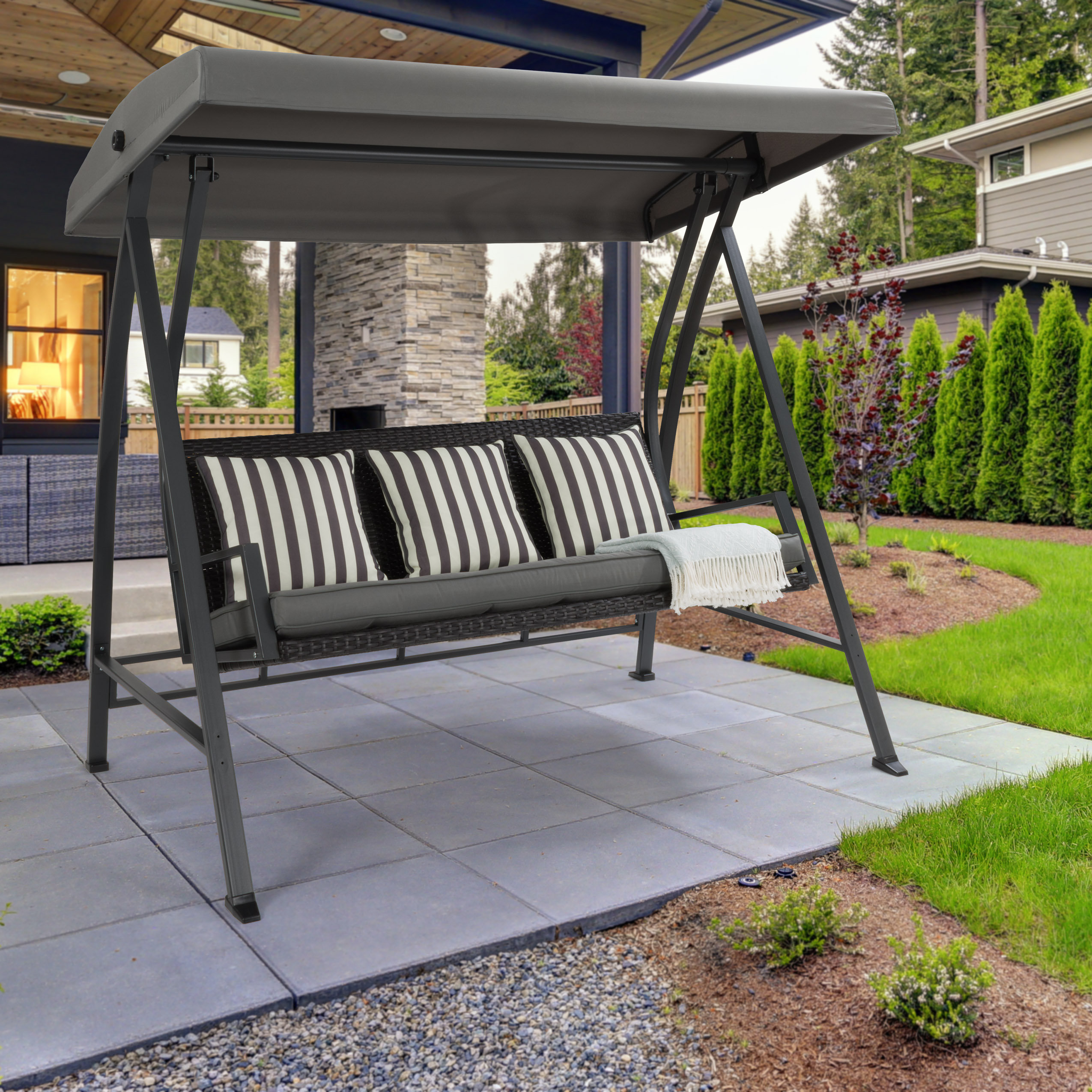 Arlmont & Co. Kristeena Porch Swing with Canopy | Wayfair