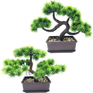 Artificial Pine Branch Fake Green Plant Simulation Potted Pine Tree Bonsai ~ 
