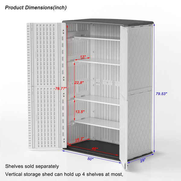 4 ft. W X 2 ft. D Resin Vertical Tool Shed