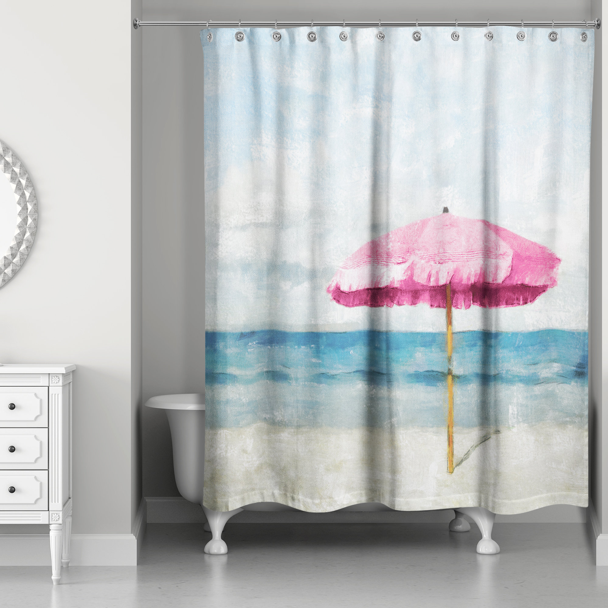 Designs Direct Creative Group Pink Umbrella Shower Curtain Wayfair