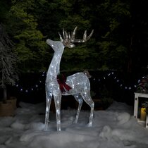 51" LED White Lighted STANDING REINDEER OUTDOOR CHRISTMAS Decor Yard Neon Look 
