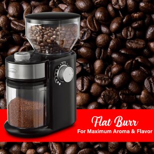 18 Adjustable Grind Sizes Gourmia GCG168 Electric Burr Coffee Grinder Black Cup Selection Dial Large Capacity 