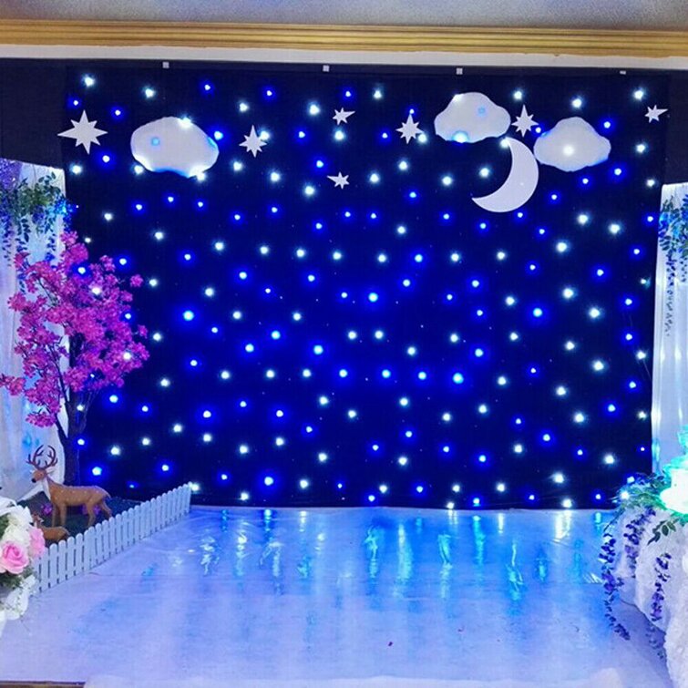 Lydighed ubetalt Grøn baggrund The Holiday Aisle® LED Stage Star Backdrop White & Blue LED Star Curtain  Foldable RC/DMX Control | Wayfair