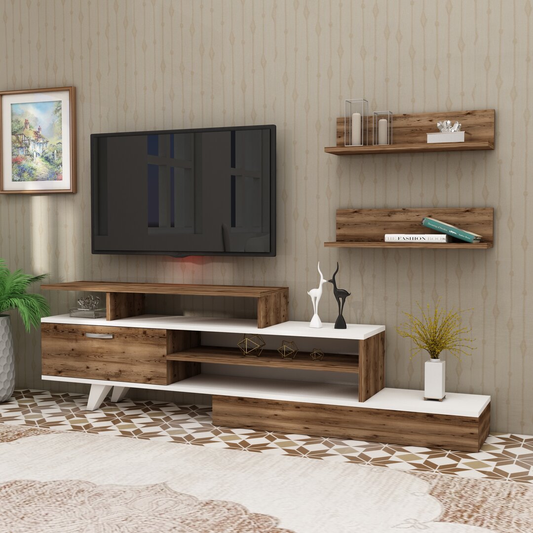 Willow TV Stand And Entertainment Center - White & Walnut white