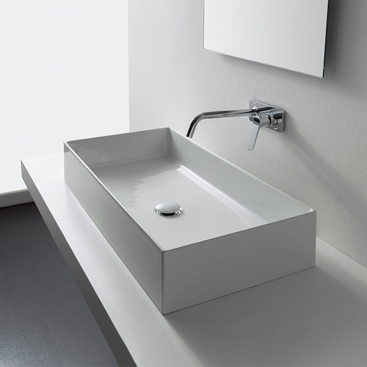 Scarabeo By Nameeks Teorema 15.35'' White Ceramic Rectangular Vessel Bathroom Sink & Reviews