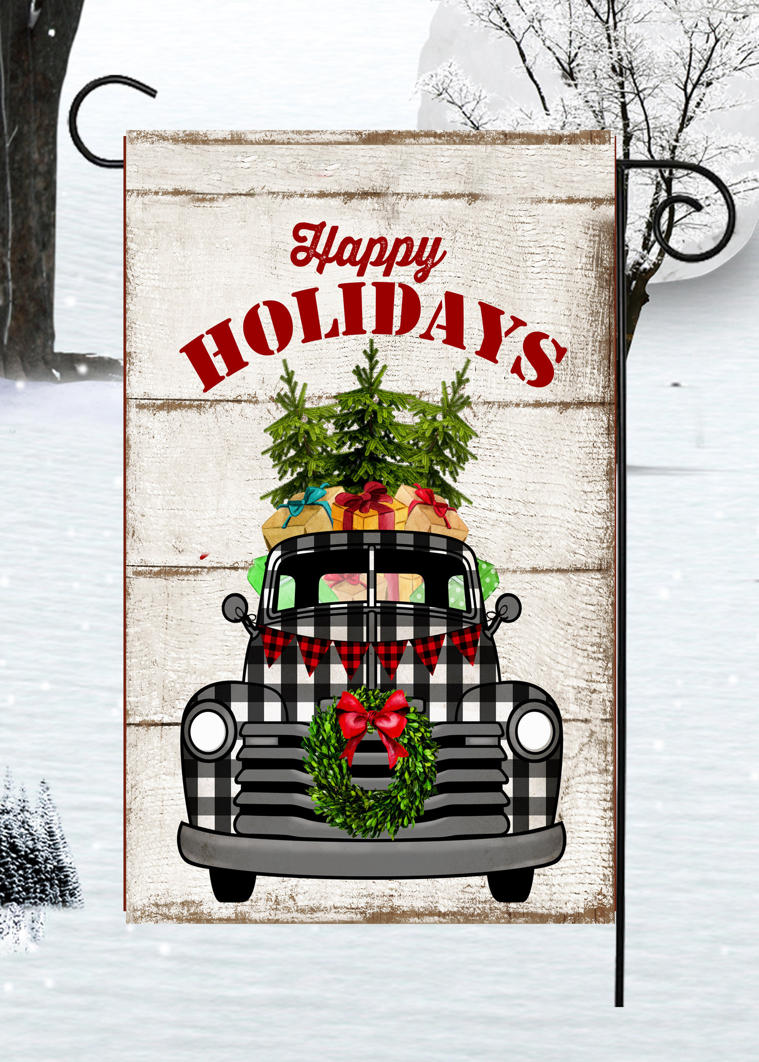 Flags Galore Decor and More Happy Holiday Truck 2Sided Polyester 18 x 12 in. Garden Flag Wayfair