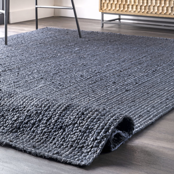 Williston Forge Berowalt Farmhouse Handmade Tufted Jute Navy Rug ...
