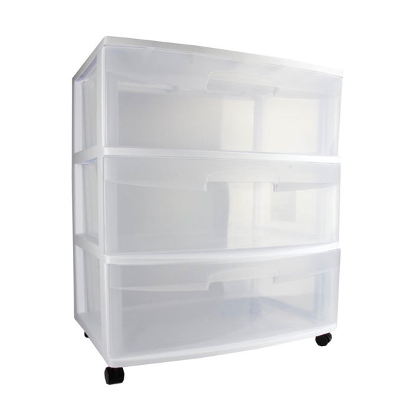 SCHOOL STRONG WHEELS HOME 5 DRAWER PLASTIC STORAGE TOWER 4 COLOURS 