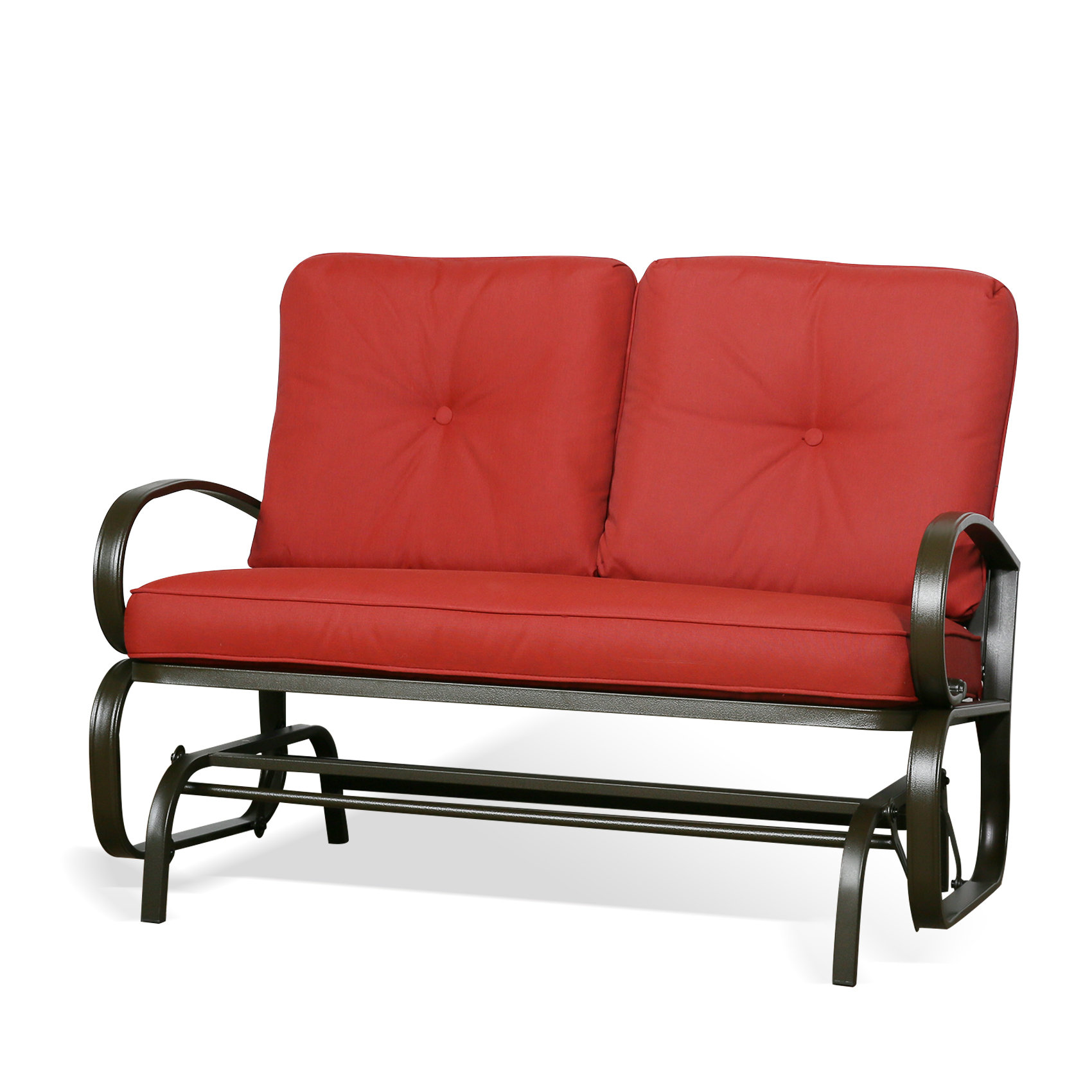 Red Barrel Studio® Outdoor Gliding Metal Bench with Cushions Wayfair