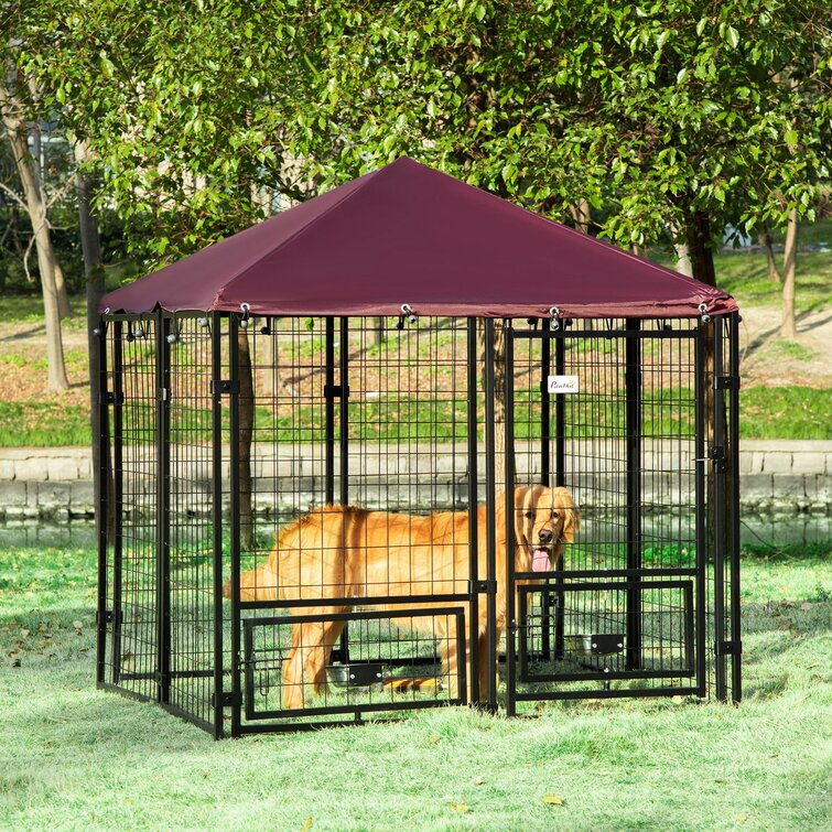 2 Pack Lucky Dog 4' x 4' x 4.5' Covered Wire Dog Fence Kennel Pet Play Pen 