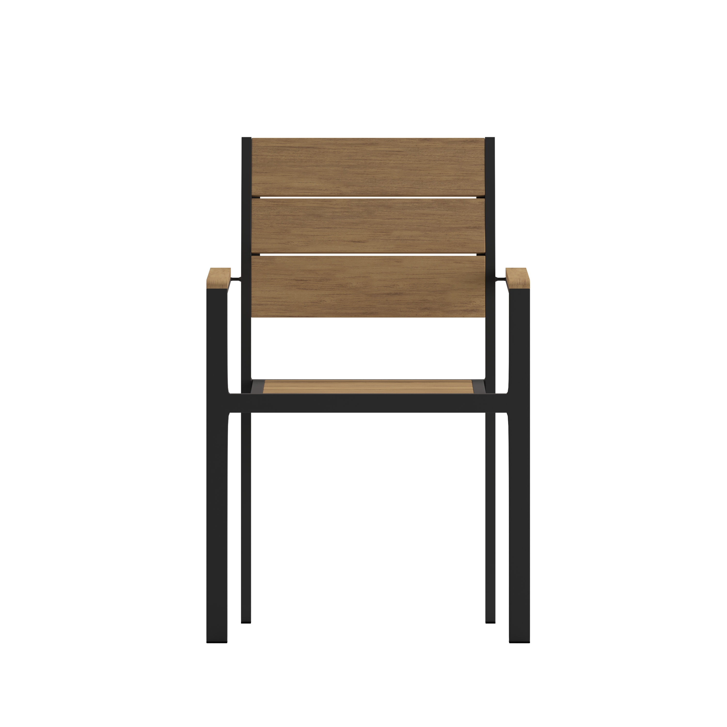 Latitude Run® Flurin Commercial Grade Outdoor Faux Teak Patio Dining Chair with Arms Wayfair