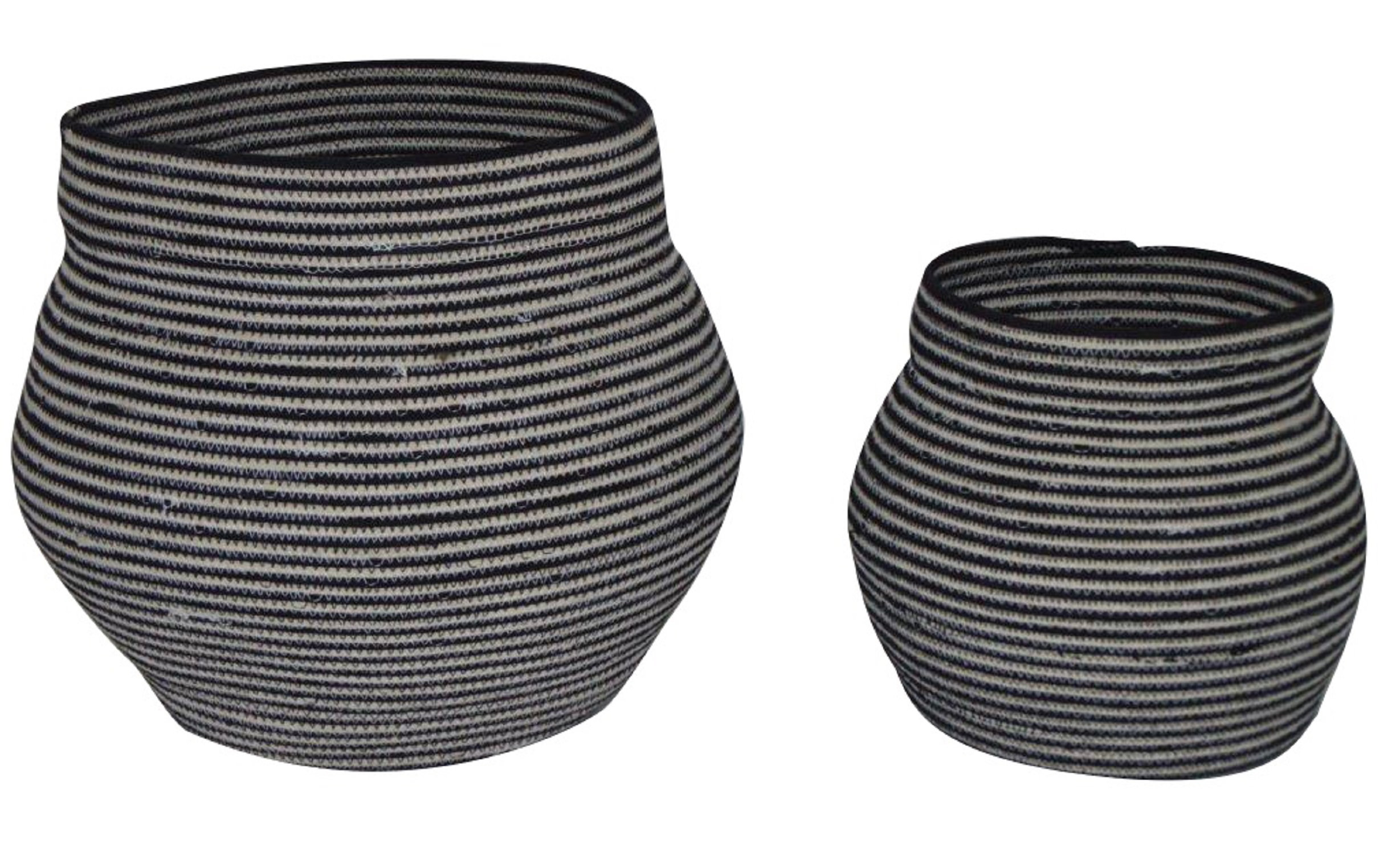 Birch Lane™ Set Of 2 Natural & Black Cotton Woven Baskets Wayfair