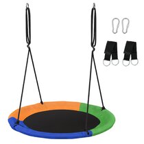 Outdoor Saucer Swing Lime Soft Padded Edge Weather Resistant Fabric Kids Adult 