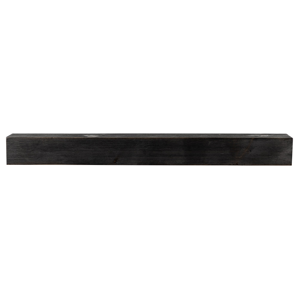 Modern Ember Eastport Rustic Wooden Fireplace Mantel Shelf In Black With Natural Distressing And
