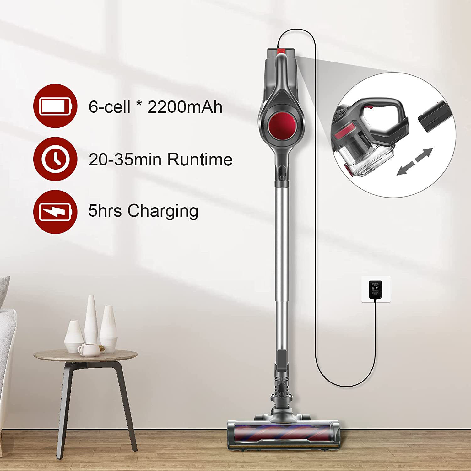 Symple Stuff Dongola Bagless Stick Vacuum Converts into Handheld Vacuum Wayfair
