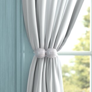 No Drilling Drapery Holdbacks Polyester Twisted Curtain Holders for Office Home Room Decor Black Shinowa 2-Pack Magnetic Curtain Tiebacks Acrylic Beaded Crystal Window Curtain Decorative Clips 
