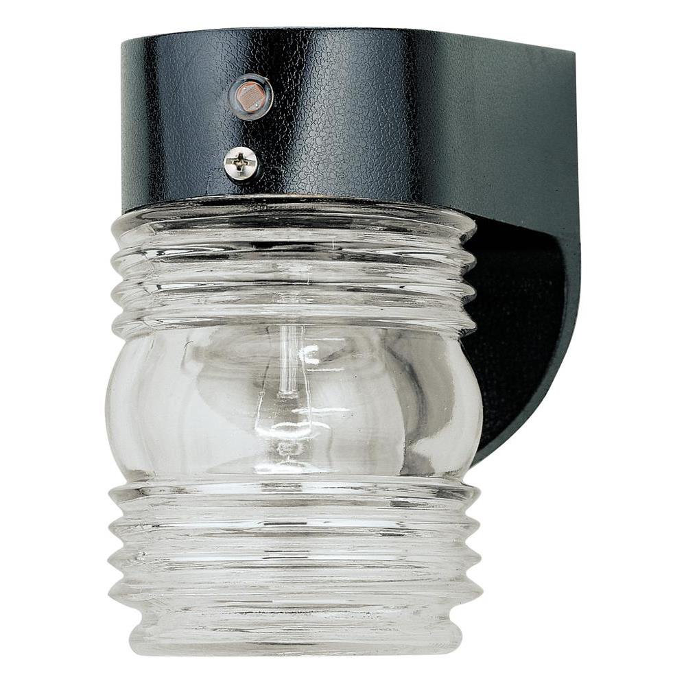 Breakwater Bay OneLight Outdoor Jelly Jar Wall Fixture with Dusk to