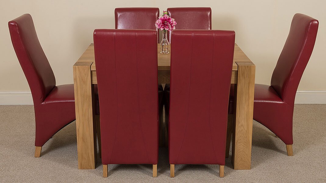 Stainbrook Chunky Kitchen Dining Set with 6 Chairs red