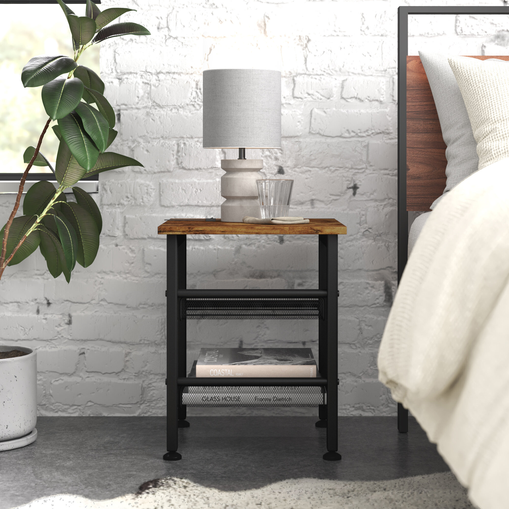 Steelside™ Borrero Iron Nightstand & Reviews Wayfair