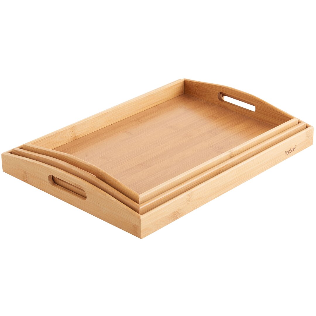 3 Piece Serving Tray Set brown