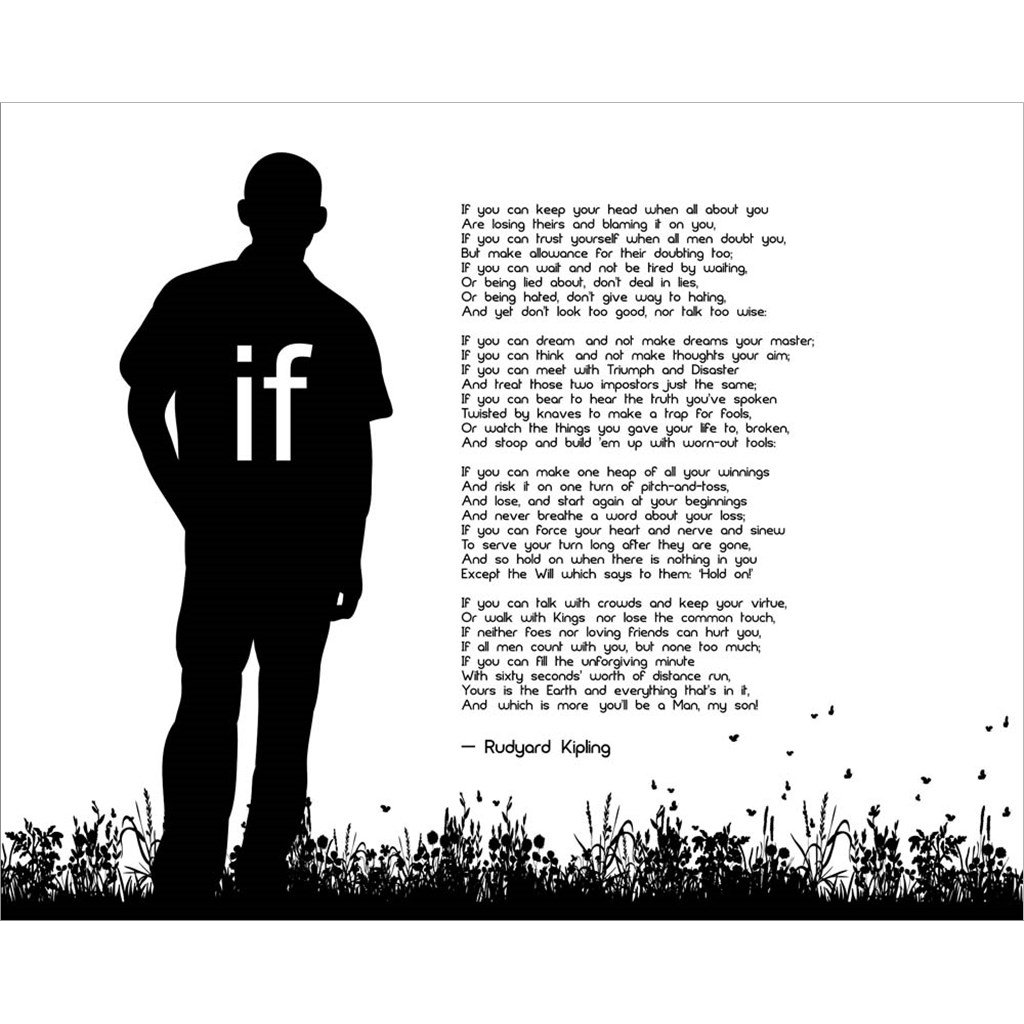 Trinx If By Rudyard Kipling - Man Silhouette White by Quote Master -  Wrapped Canvas Print | Wayfair