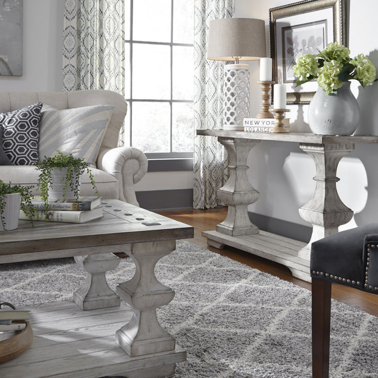 Sedona Traditional Brown Wood Sofa Table with Storage Shelves