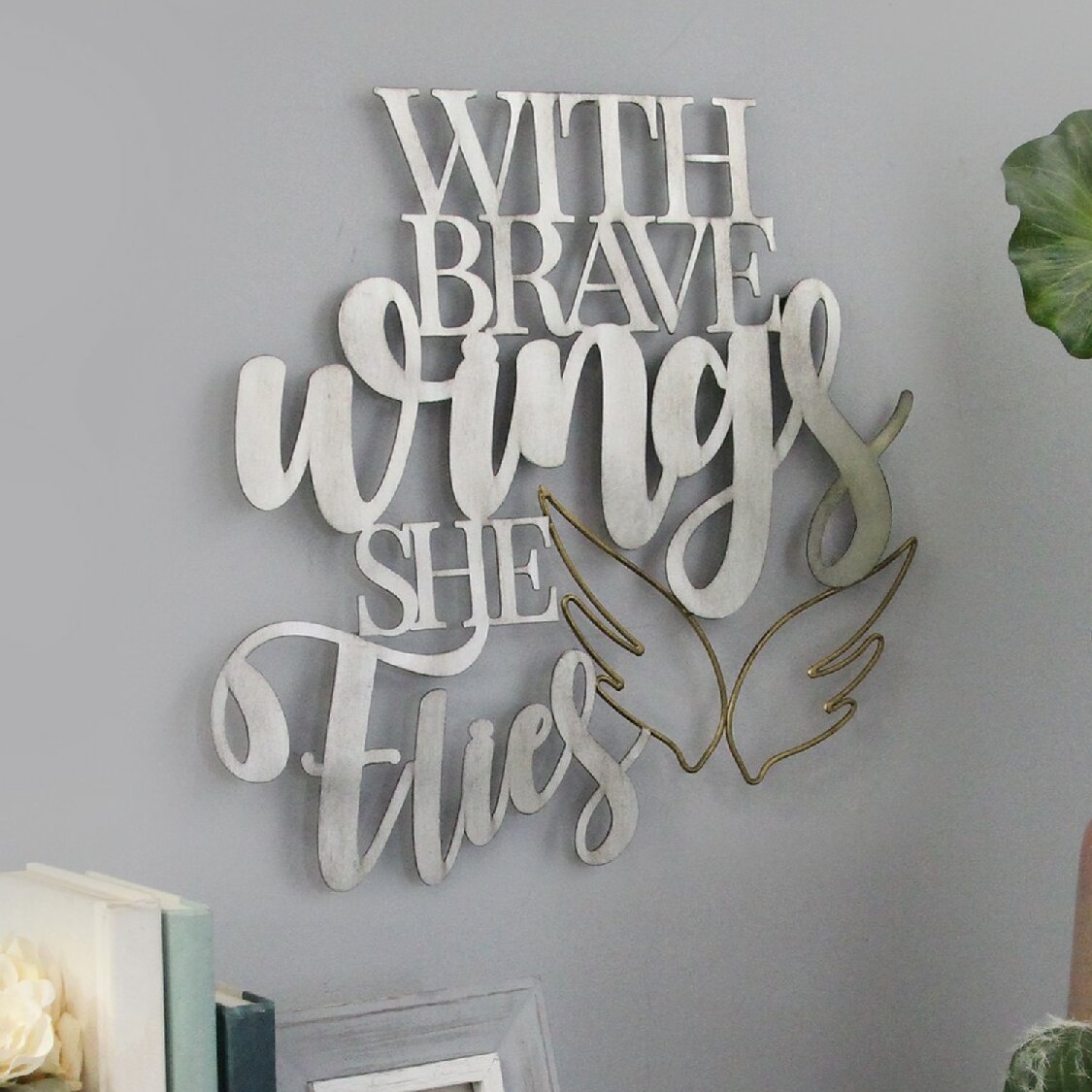 Strength Couage Virtue Words Metal Wall Art Accents 