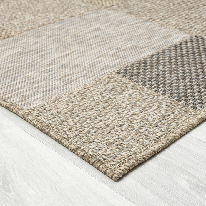 Latitude Run® Hailiey Flatweave Faux Jute Tan/Natural Indoor/Outdoor ...