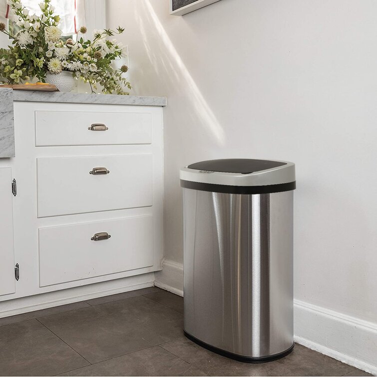 13 Gallon Touch-Free Sensor Automatic Stainless-Steel Trash Can Kitchen Office 