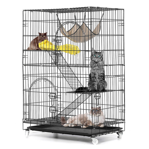 3 Tier Cat Cage Playpen Durable Metal Wire with Black Rust Resistant Coat Finish 