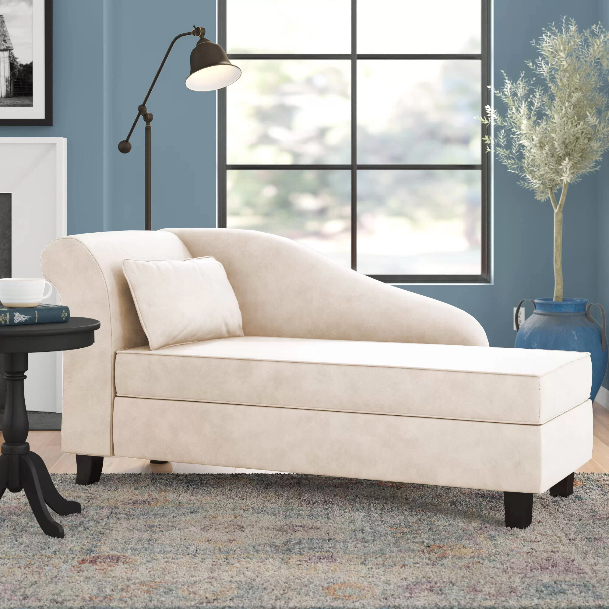 Verona One Left-Arm Chaise Flared Arms Chaise Lounge with Storage