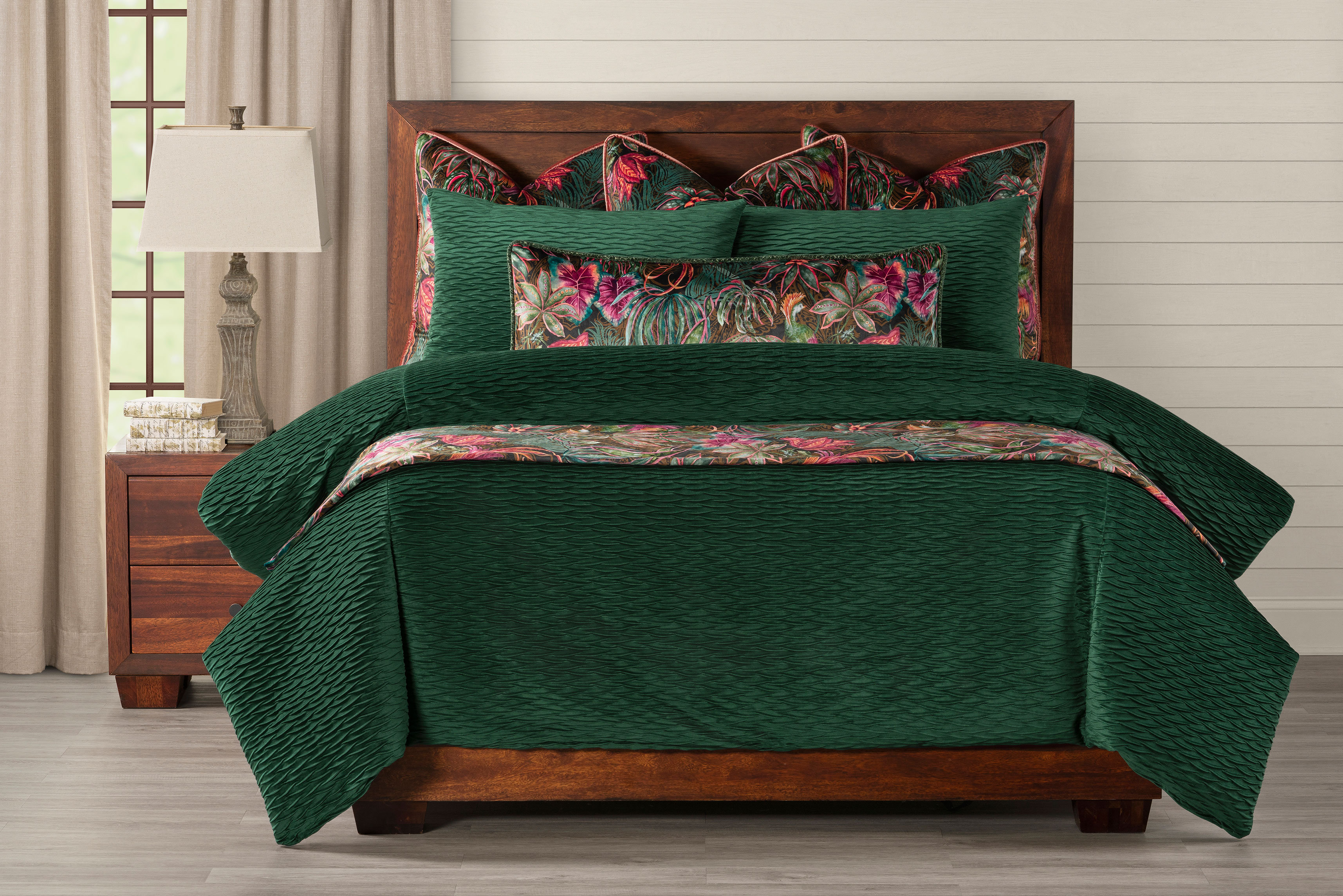 Smithsonian Pleated Velvet Emerald Green Duvet & Insert Set Wayfair