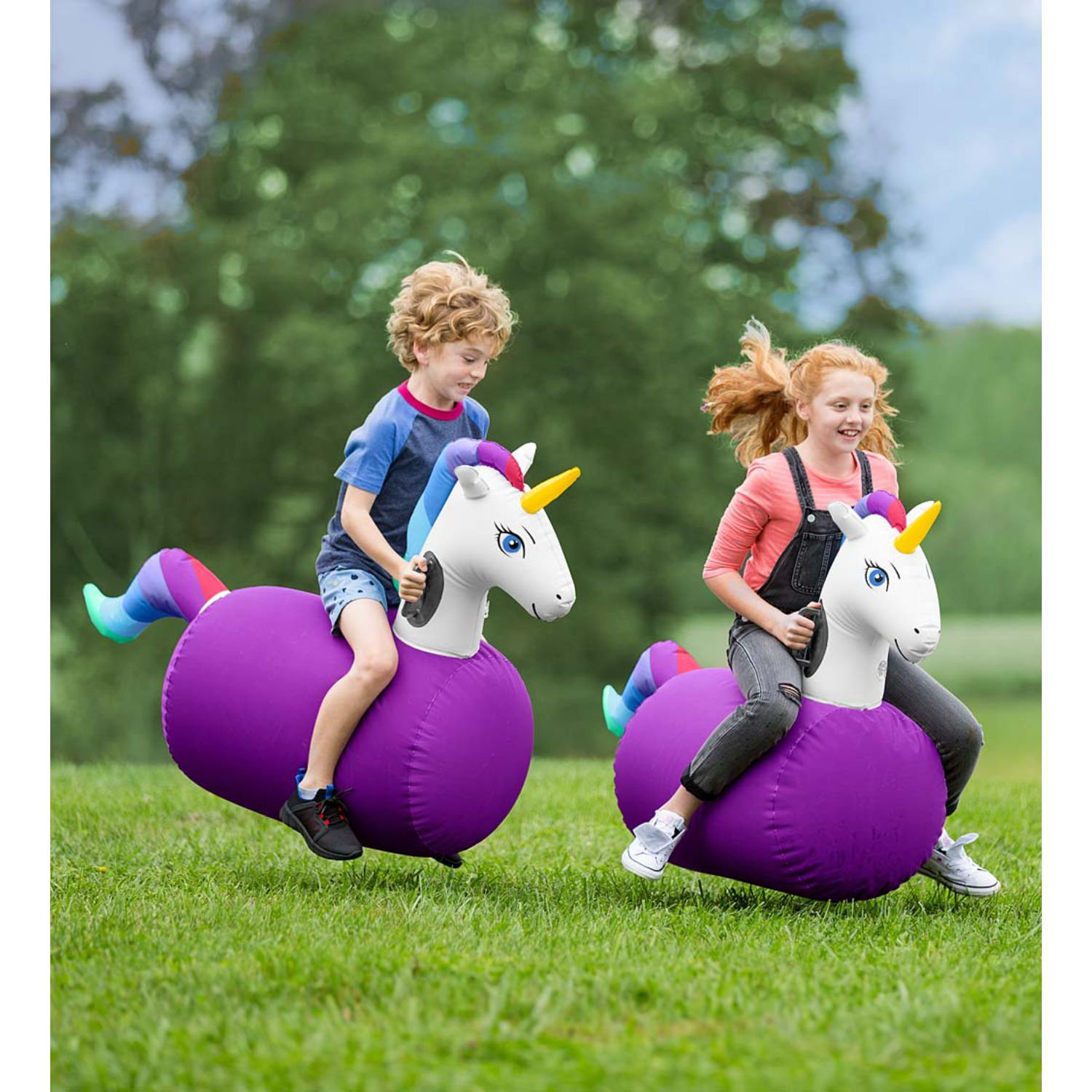 HearthSong Inflatable RideOn Hop 'N Go Unicorns, Set Of 2 & Reviews