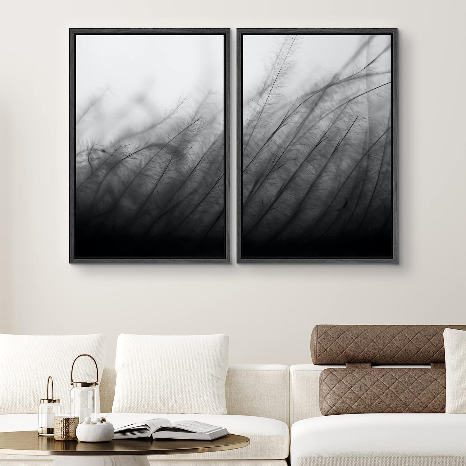 SIGNLEADER Canvas Print Wall Art Set Forest Plants In The Mist Nature