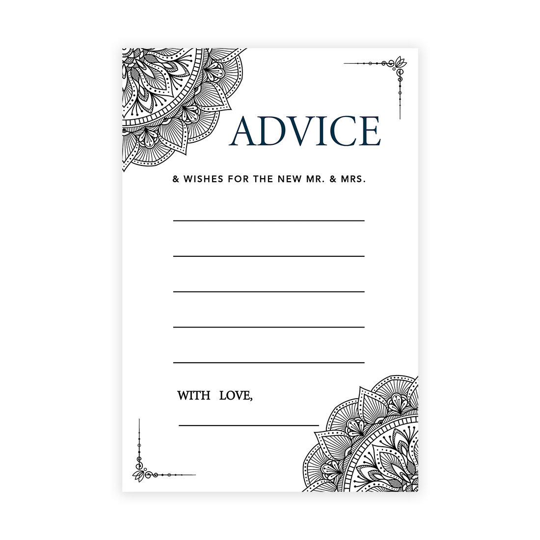 Koyal Wholesale Black Elegant Ornate Wedding Advice & Well Wishes Guest Book Cards For Bride And