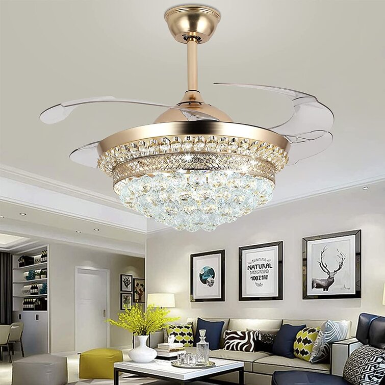 US 42" LED Ceiling Fan Light /Remote Control Modern Style Collapsible Home Decor 