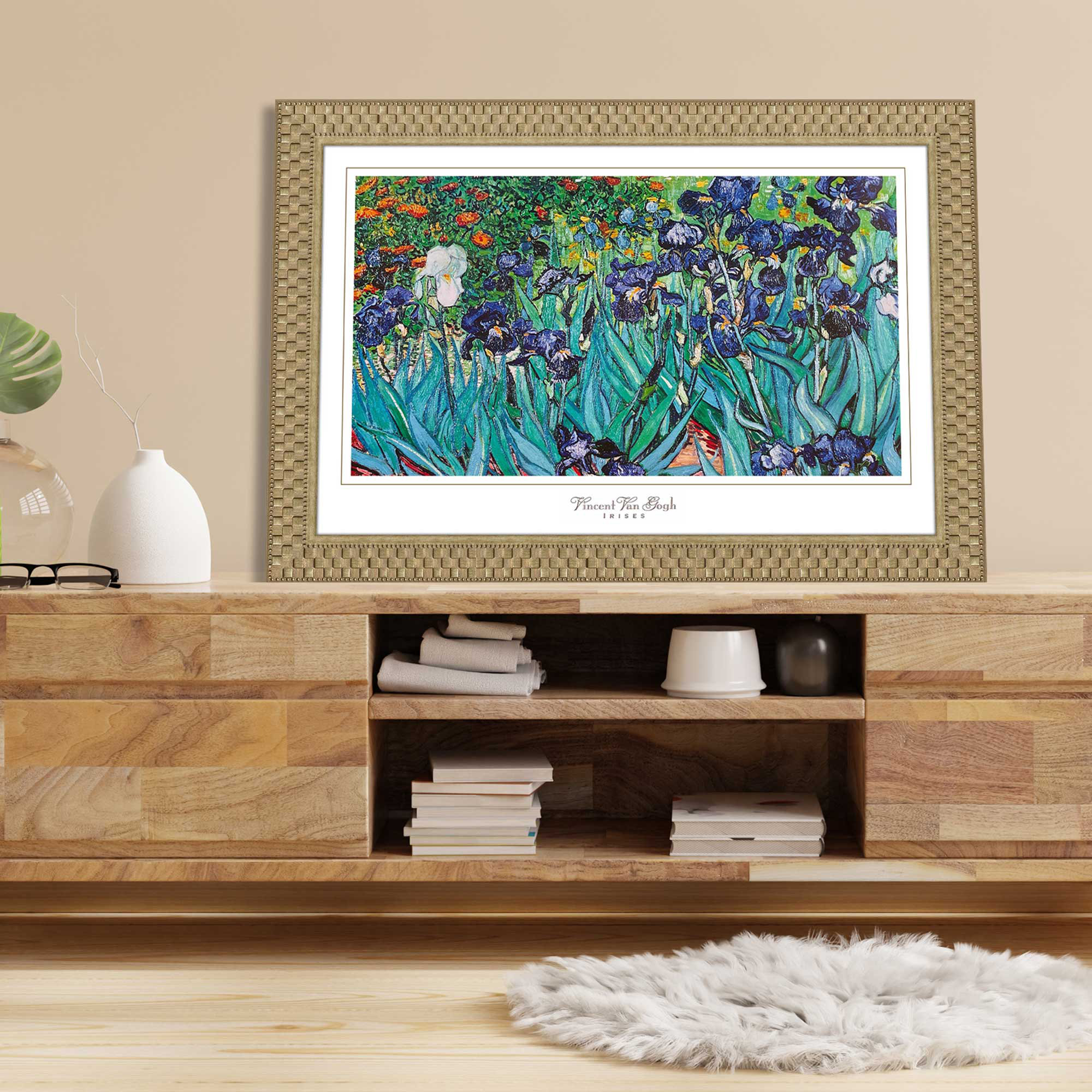 Vault W Artwork Irises by Vincent Van Gogh Picture Frame Painting