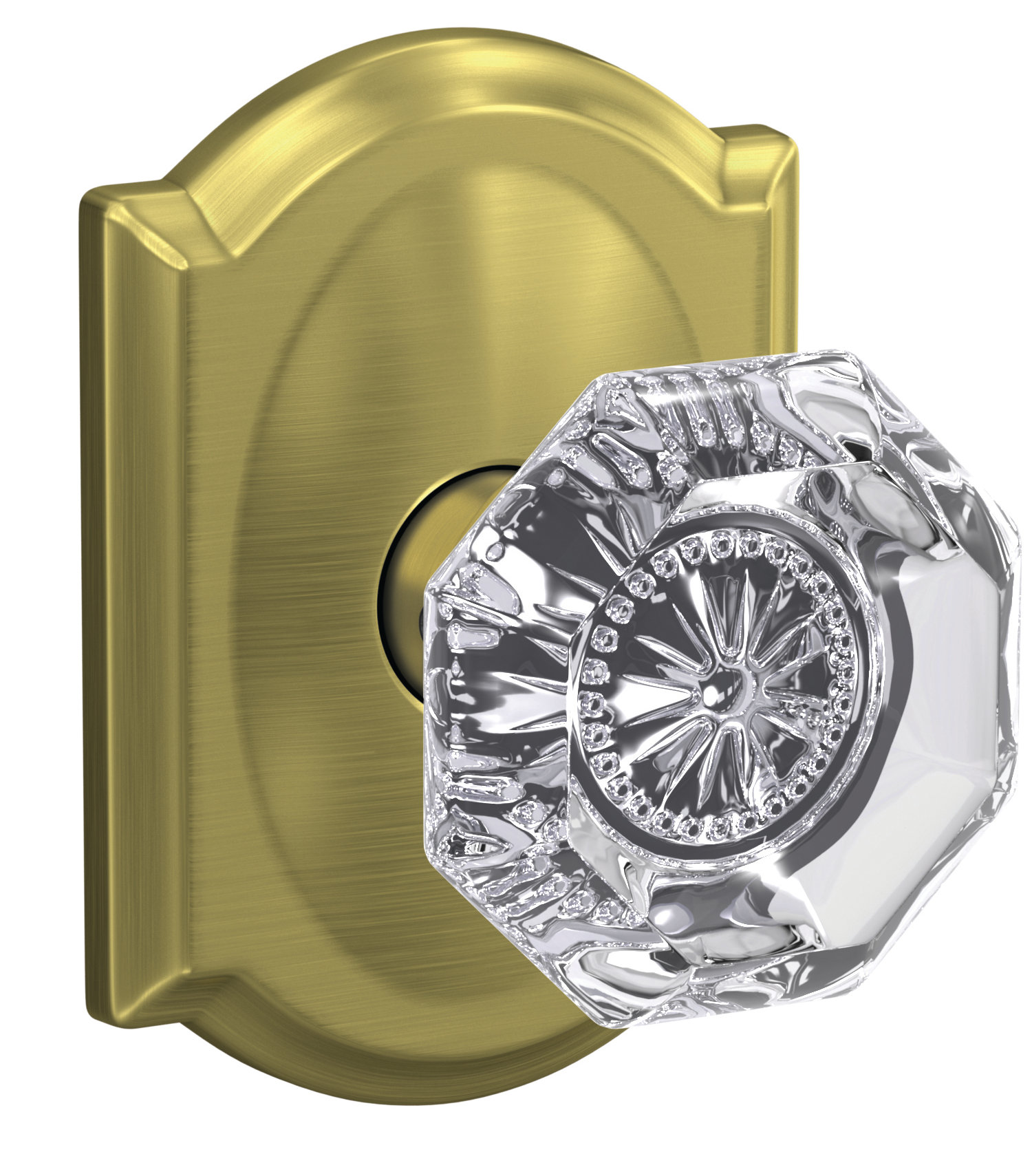 Schlage Custom Alexandria NonTurning Glass Knob with Camelot Trim