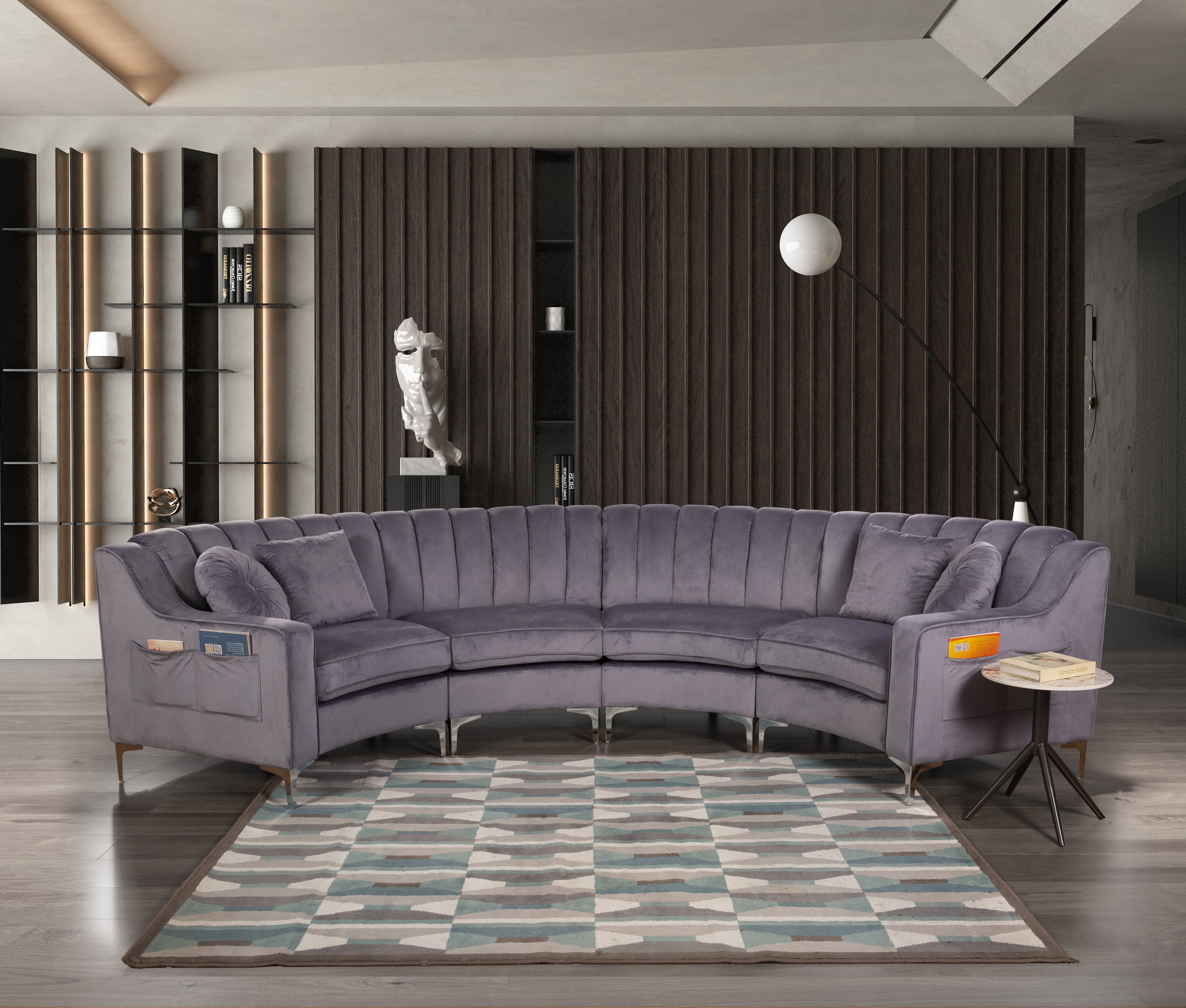 Legend Furniture 142" Wide Upholstered Tufted Velvet Symmetrical