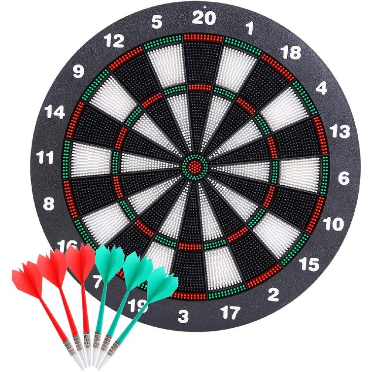 Double Side Hanging Wall Dartboard with 6 Safety Darts for Kids Family Play Safe Magnetic Dartboard 