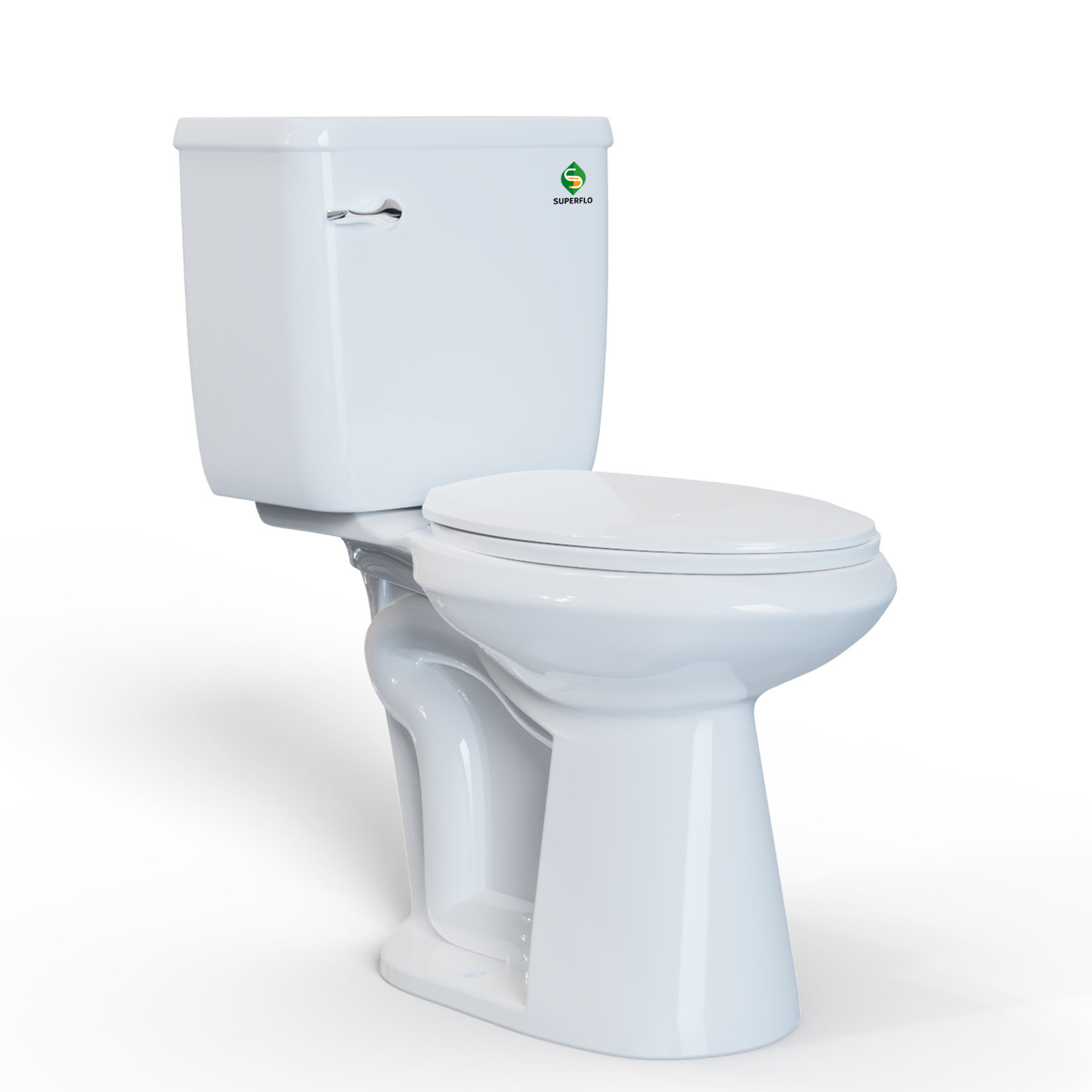 SUPERFLO 1.28 Gallons Per Minute GPF Elongated Chair Height Floor