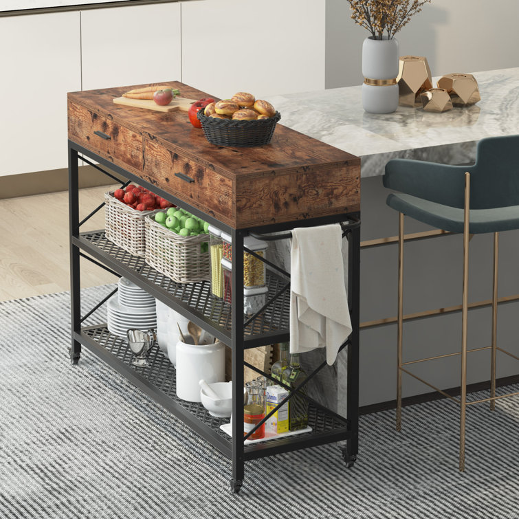 Cornisha 47.24'' Wide Rolling Kitchen Cart