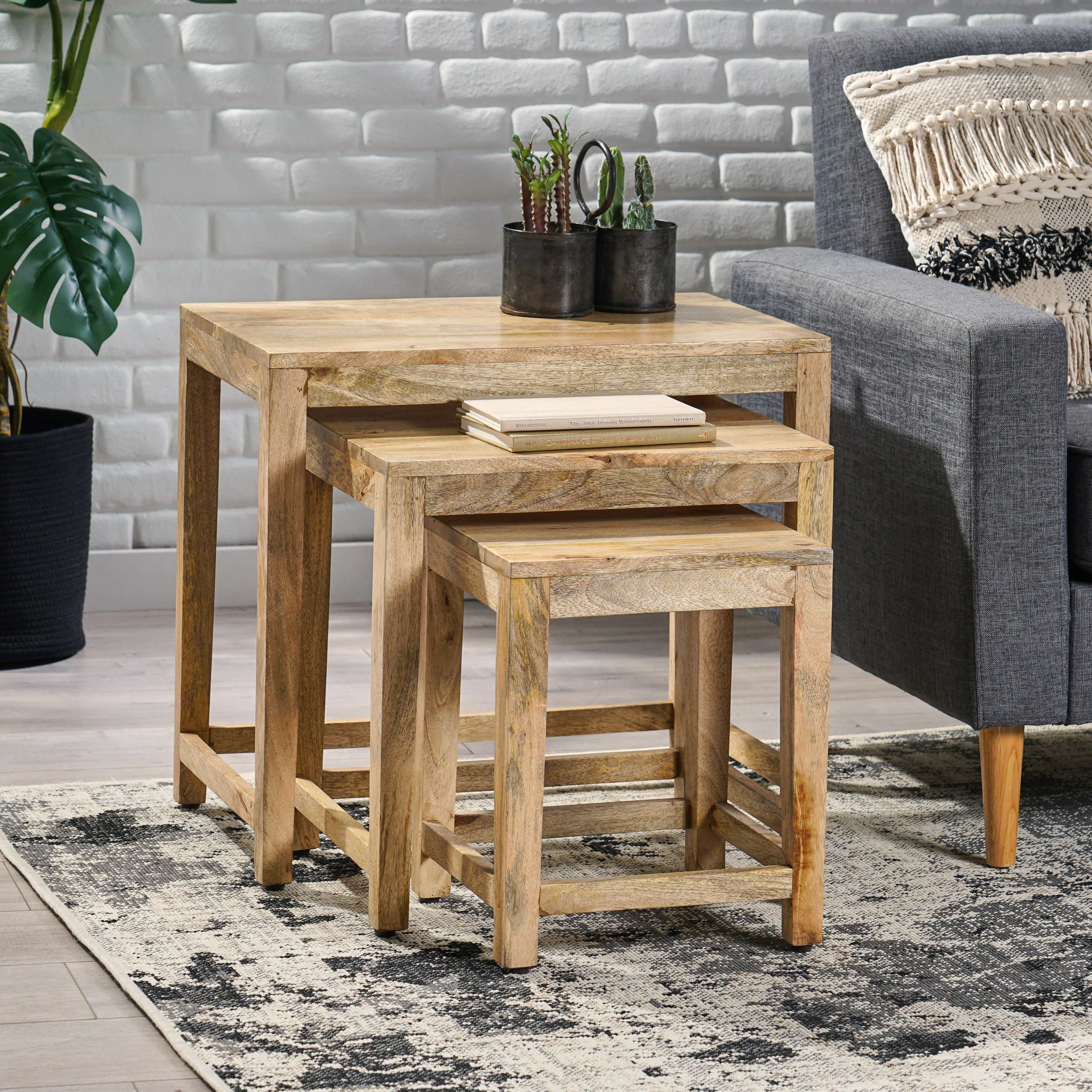 Millwood Pines 22'' Tall Solid Wood Nesting Tables & Reviews Wayfair