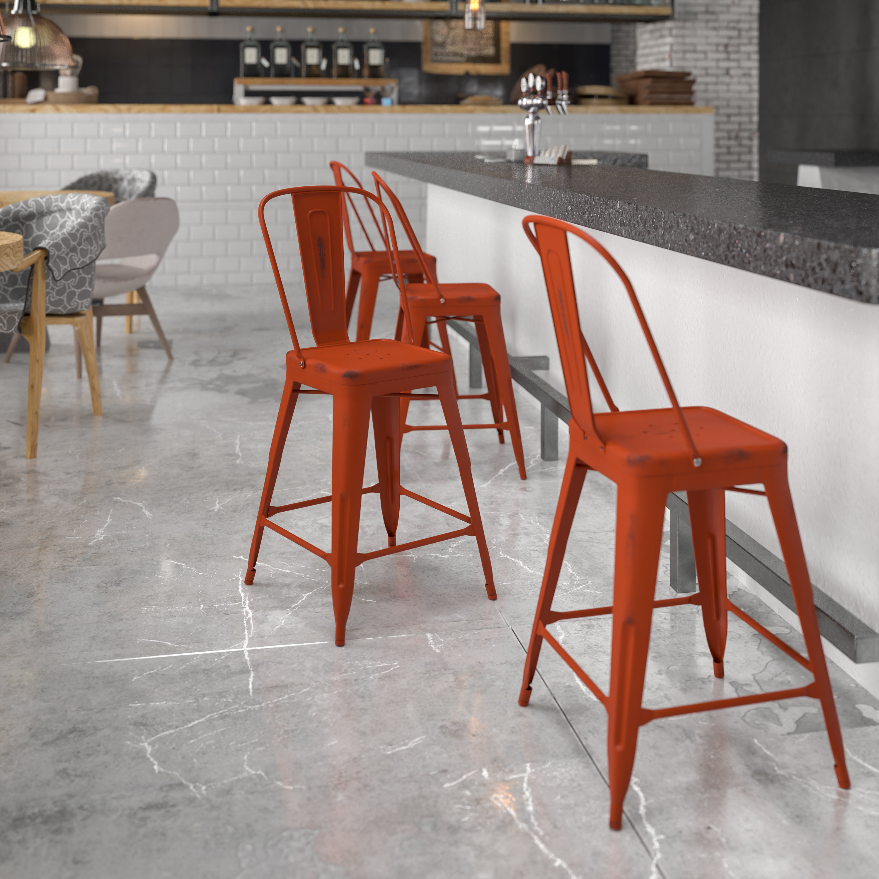 red kitchen stools