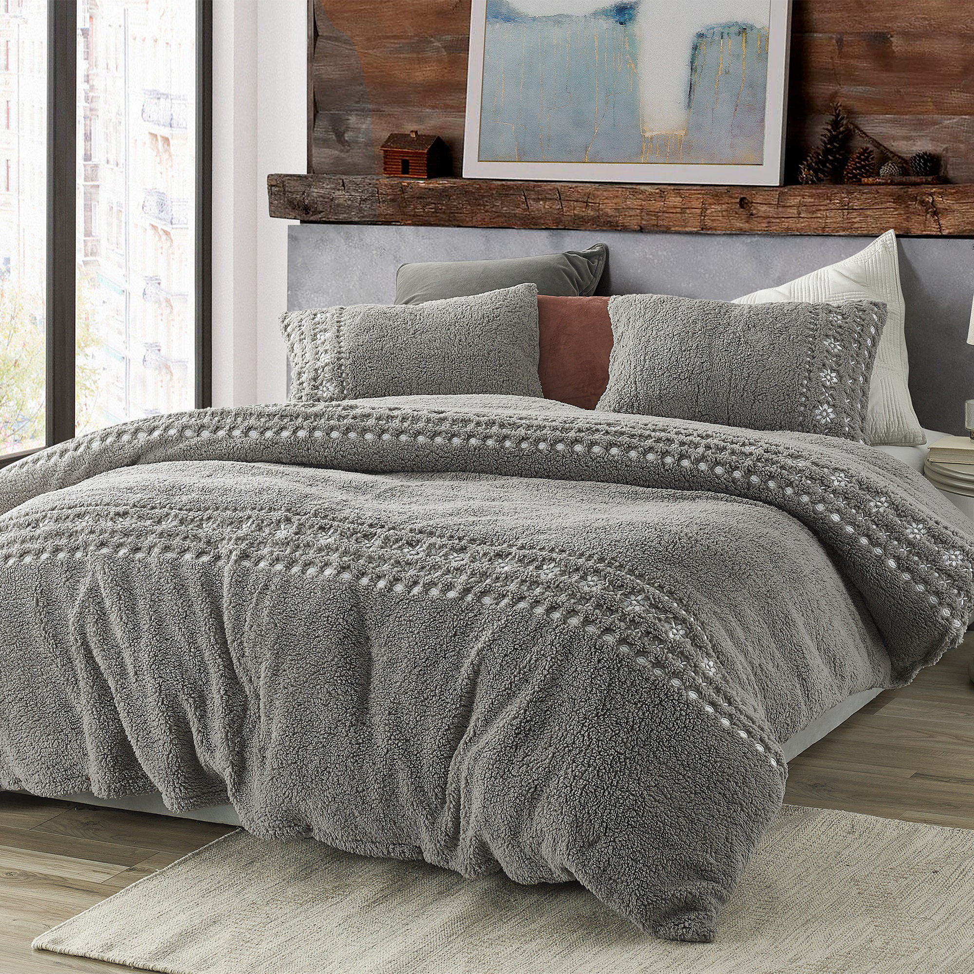 teddy fleece super king duvet set