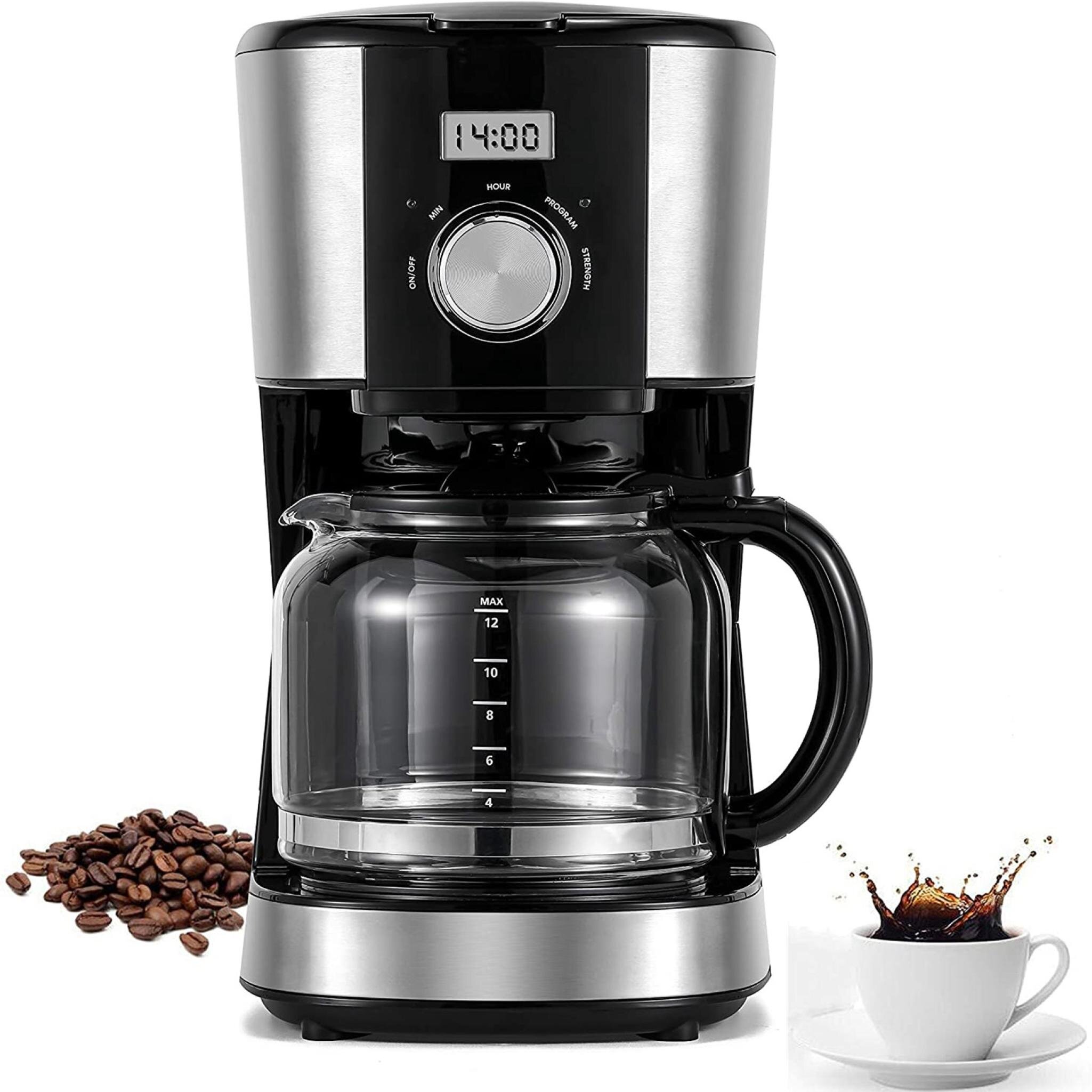 10-Cup Coffee Maker Coffee Brewer Machine 900W w/ Glass Carafe Quick Brew Black 